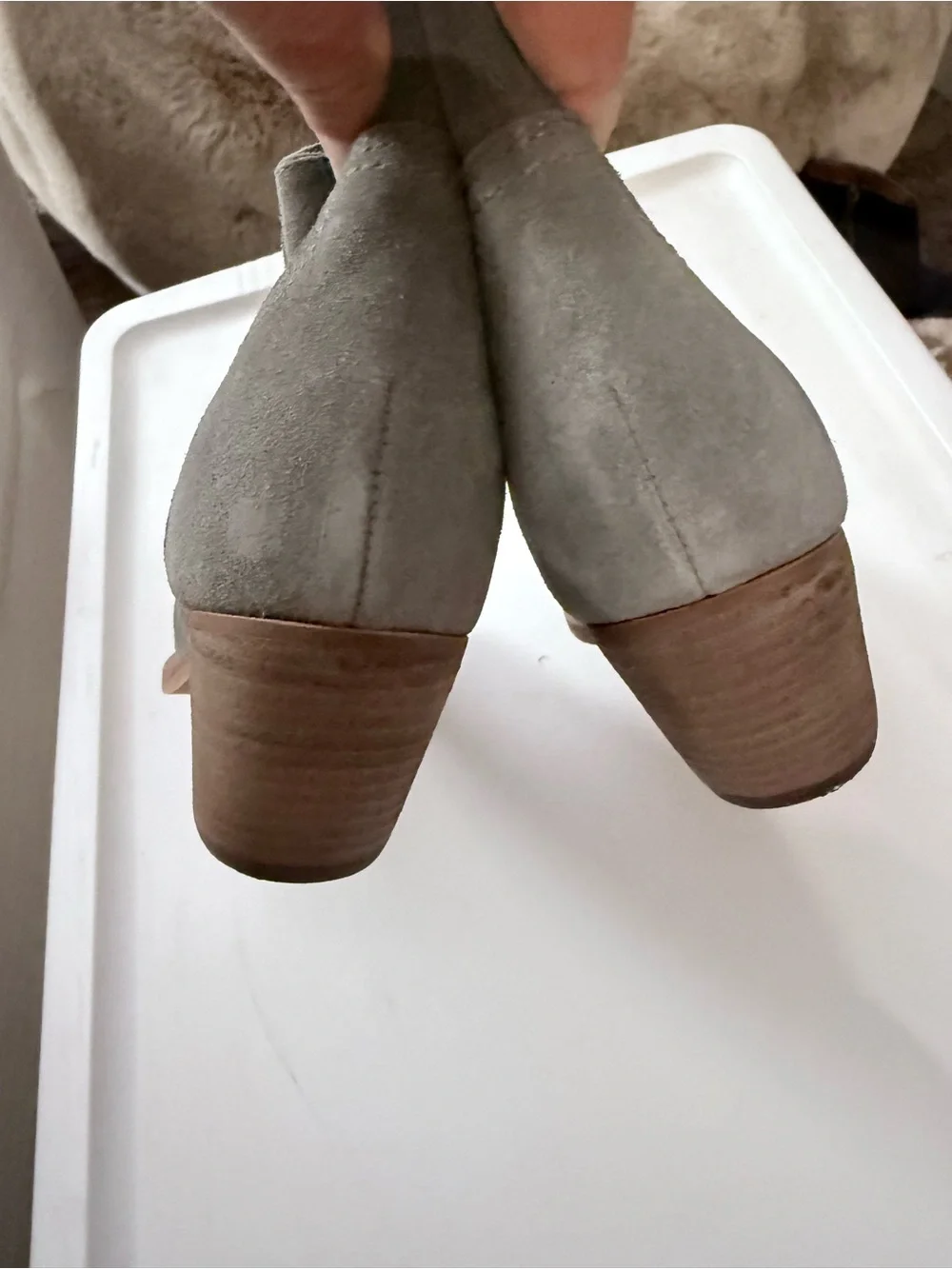 Dolce Vita Grey Suede Pointed Toe Ankle Booties with Side Zip